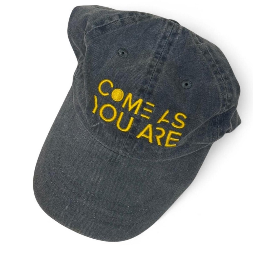 “Come as you are” Black Cap with Yellow Embroidery